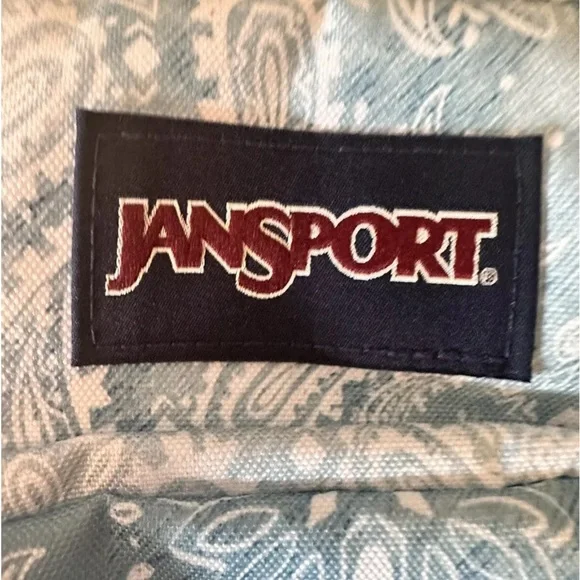 Jansport Blue White Floral Paisley Purse Backpack Style Nice Clean EUC - Picture 3 of 5